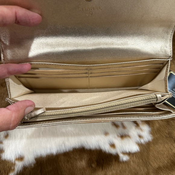 Chanel Metallic Quilted Long Wallet in Light Gold - Picture 12 of 17